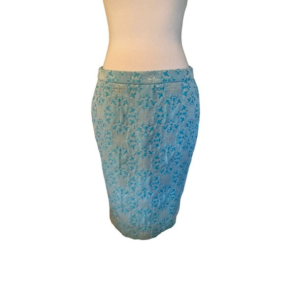 Vintage Moda International Skirt Womens 8 Used Blue Silver - Picture 4 of 13